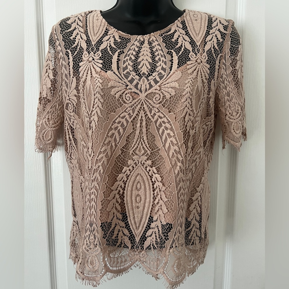 ZARA Elegant Lace Women Top in Mauve Pink